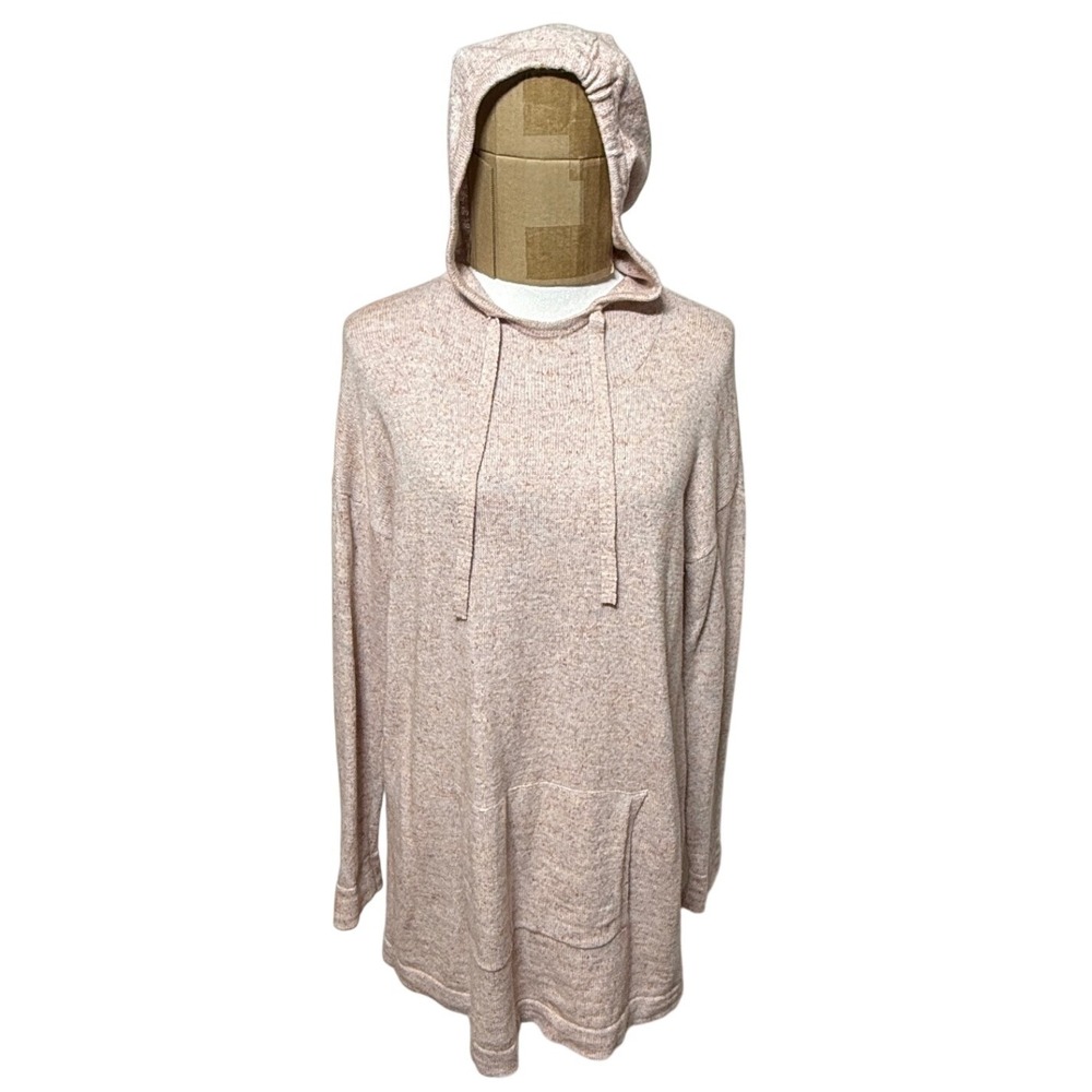 Pure Jill Hoodie Womens Medium Petite Pink Marled Sweater Cozy Pocket